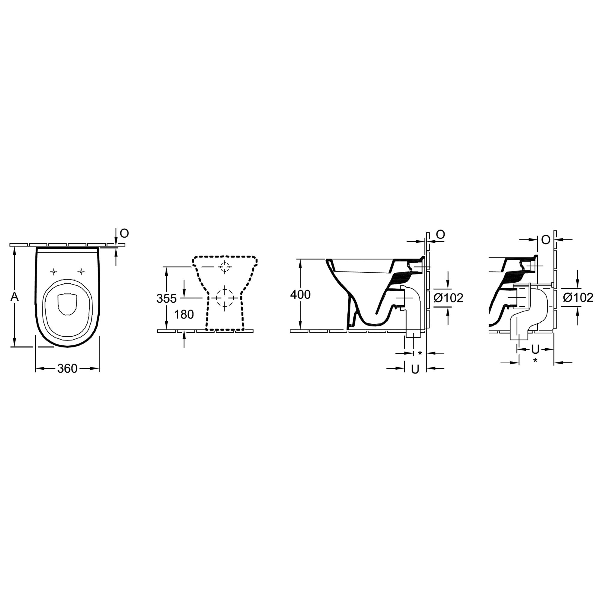 Villeroy & Boch O.novo Washdown Toilet - Floor Standing - White Alpin
