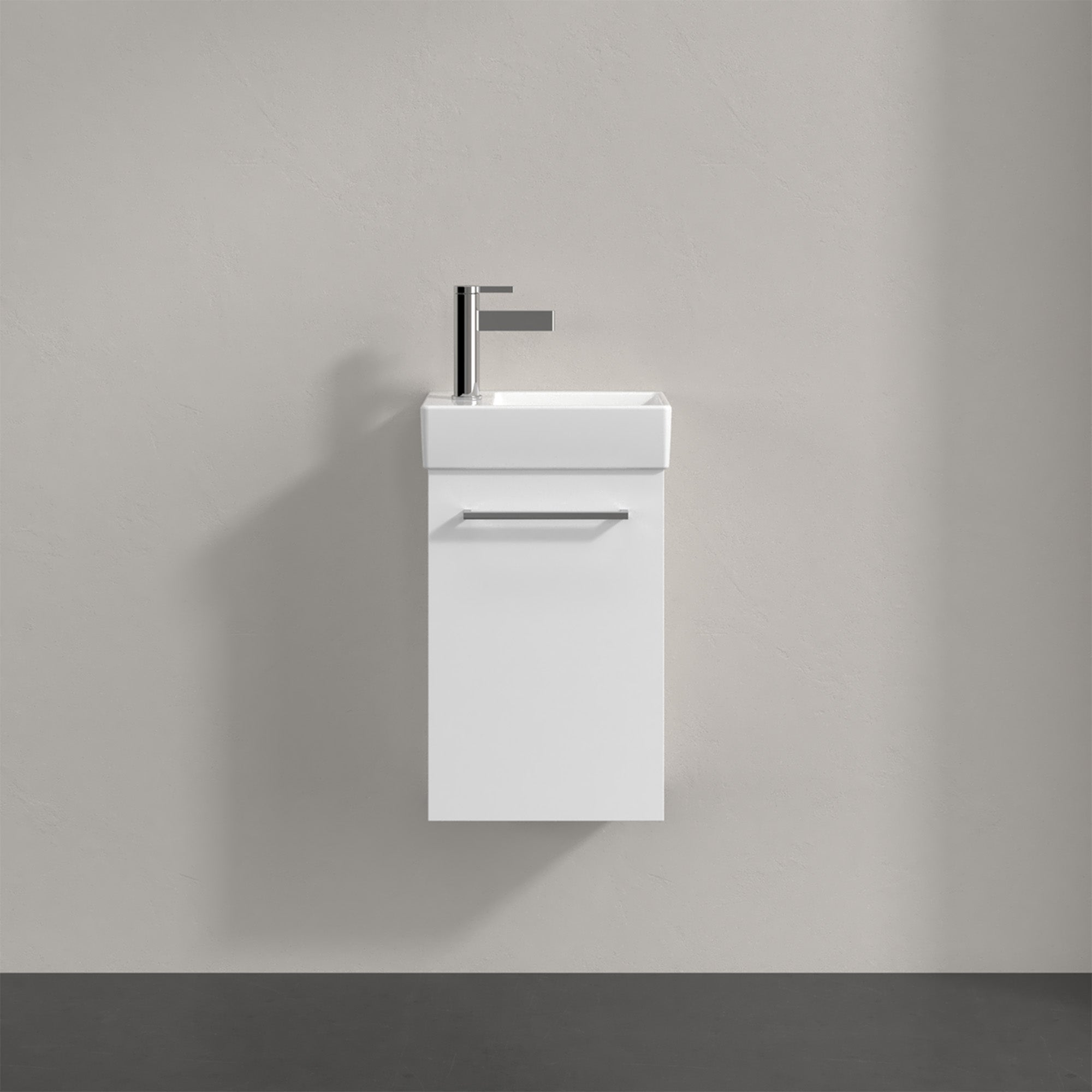 Villeroy & Boch Avento Vanity Unit, 1 Door Right Hand Chrome Handle - 340 x 514 x 234 mm