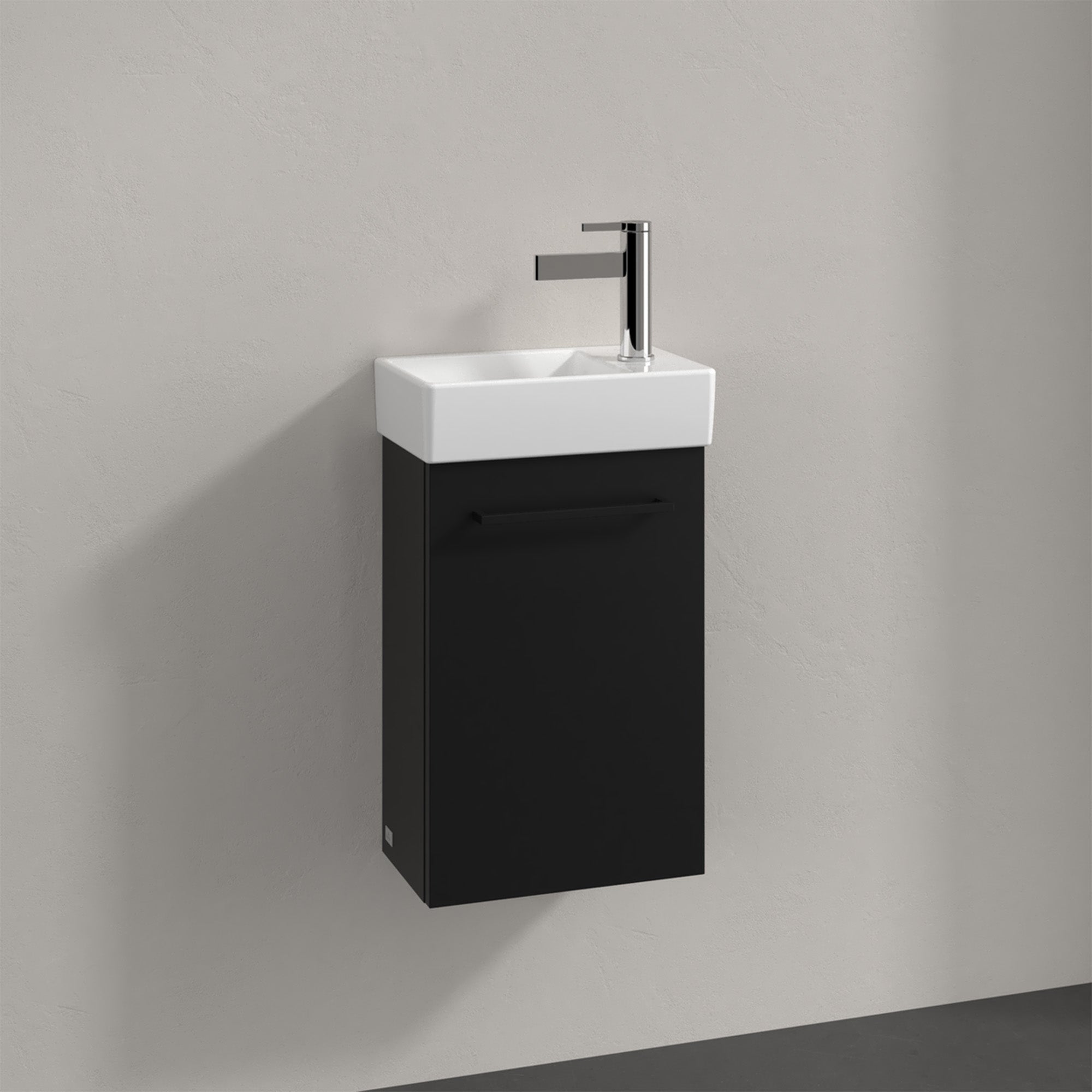 Villeroy & Boch Avento Vanity Unit, 1 Door Left Hand Black Handle - 340 x 514 x 234 mm