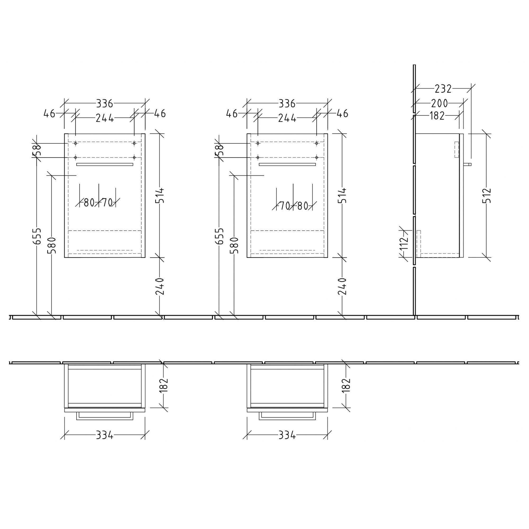 Villeroy & Boch Avento Vanity Unit, 1 Door Left Hand Black Handle - 340 x 514 x 234 mm