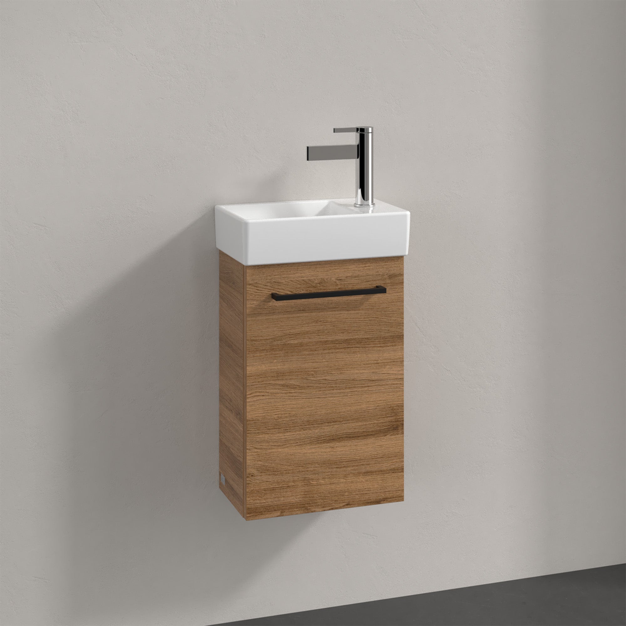 Villeroy & Boch Avento Vanity Unit, 1 Door Left Hand Black Handle - 340 x 514 x 234 mm