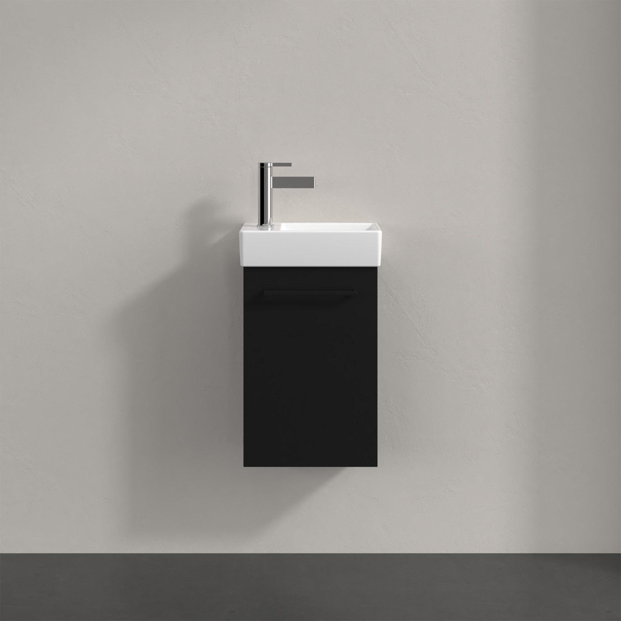 Villeroy & Boch Avento Vanity Unit, 1 Door Right Hand Black Handle - 340 x 514 x 234 mm