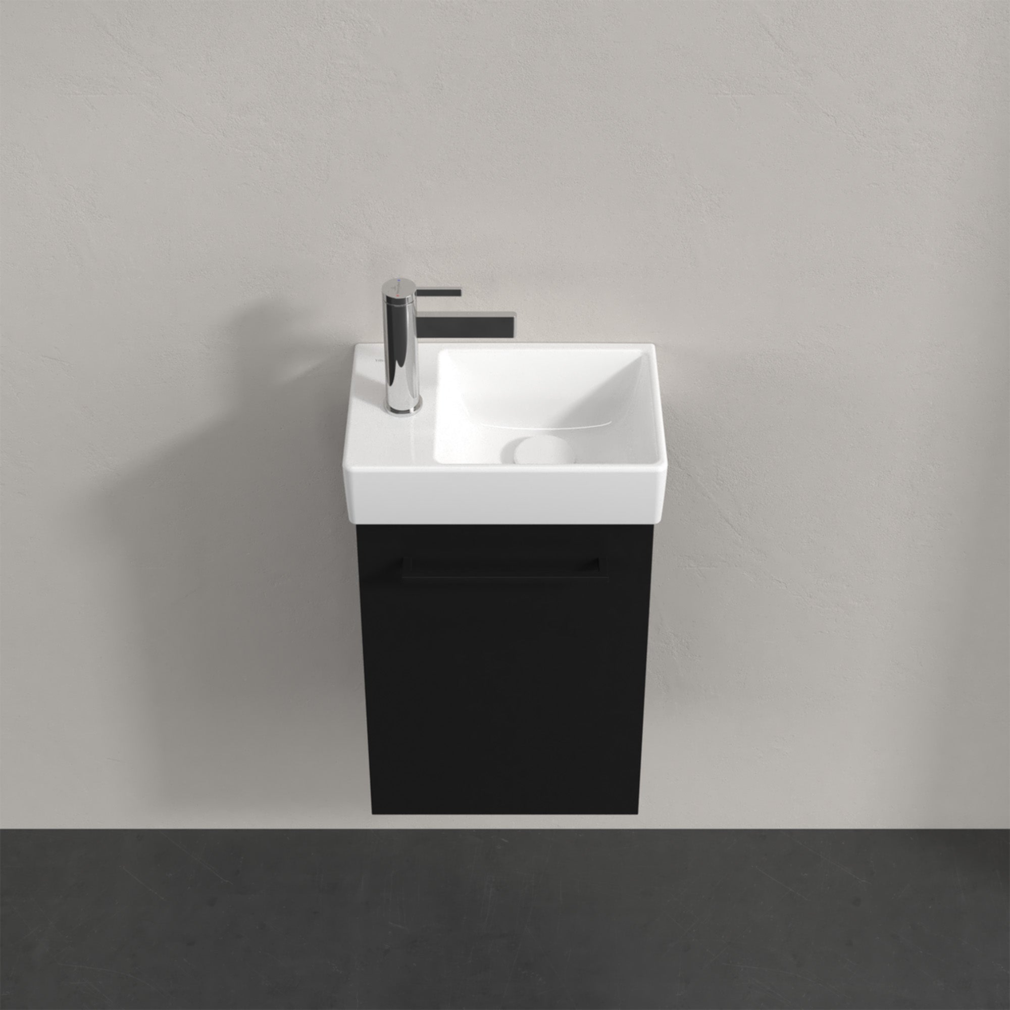 Villeroy & Boch Avento Vanity Unit, 1 Door Right Hand Black Handle - 340 x 514 x 234 mm