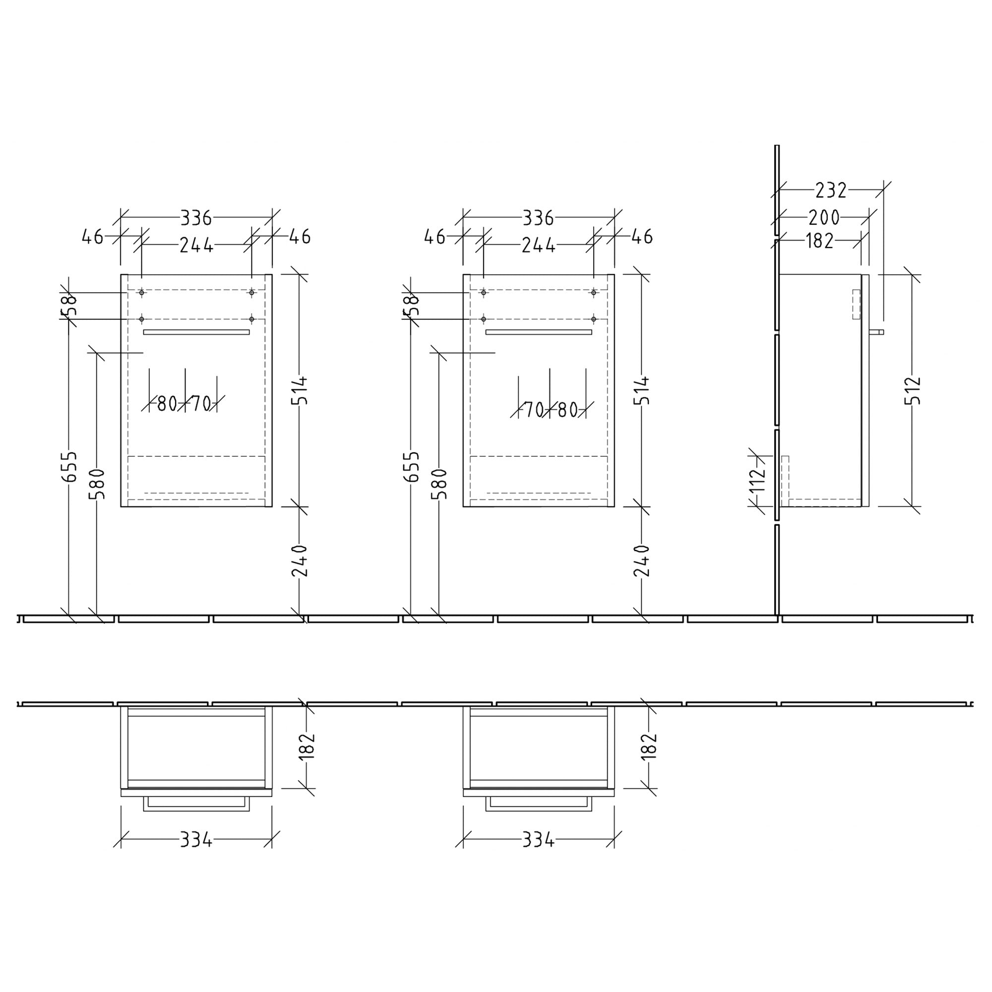 Villeroy & Boch Avento Vanity Unit, 1 Door Right Hand Black Handle - 340 x 514 x 234 mm