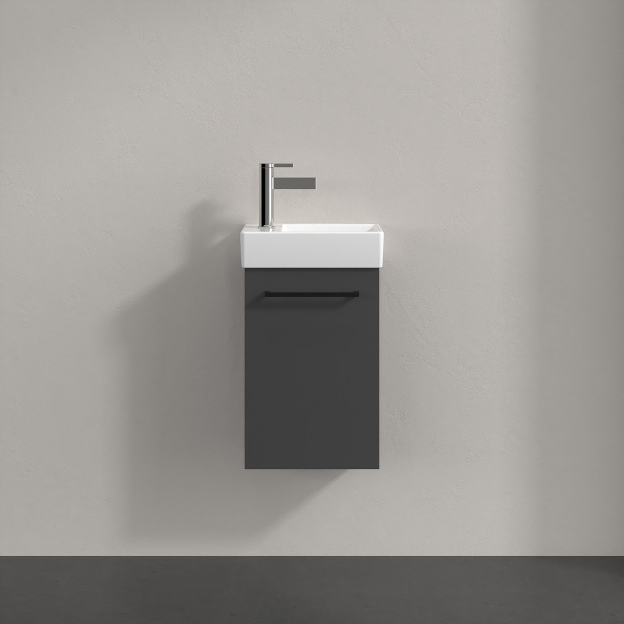 Villeroy & Boch Avento Vanity Unit, 1 Door Right Hand Black Handle - 340 x 514 x 234 mm