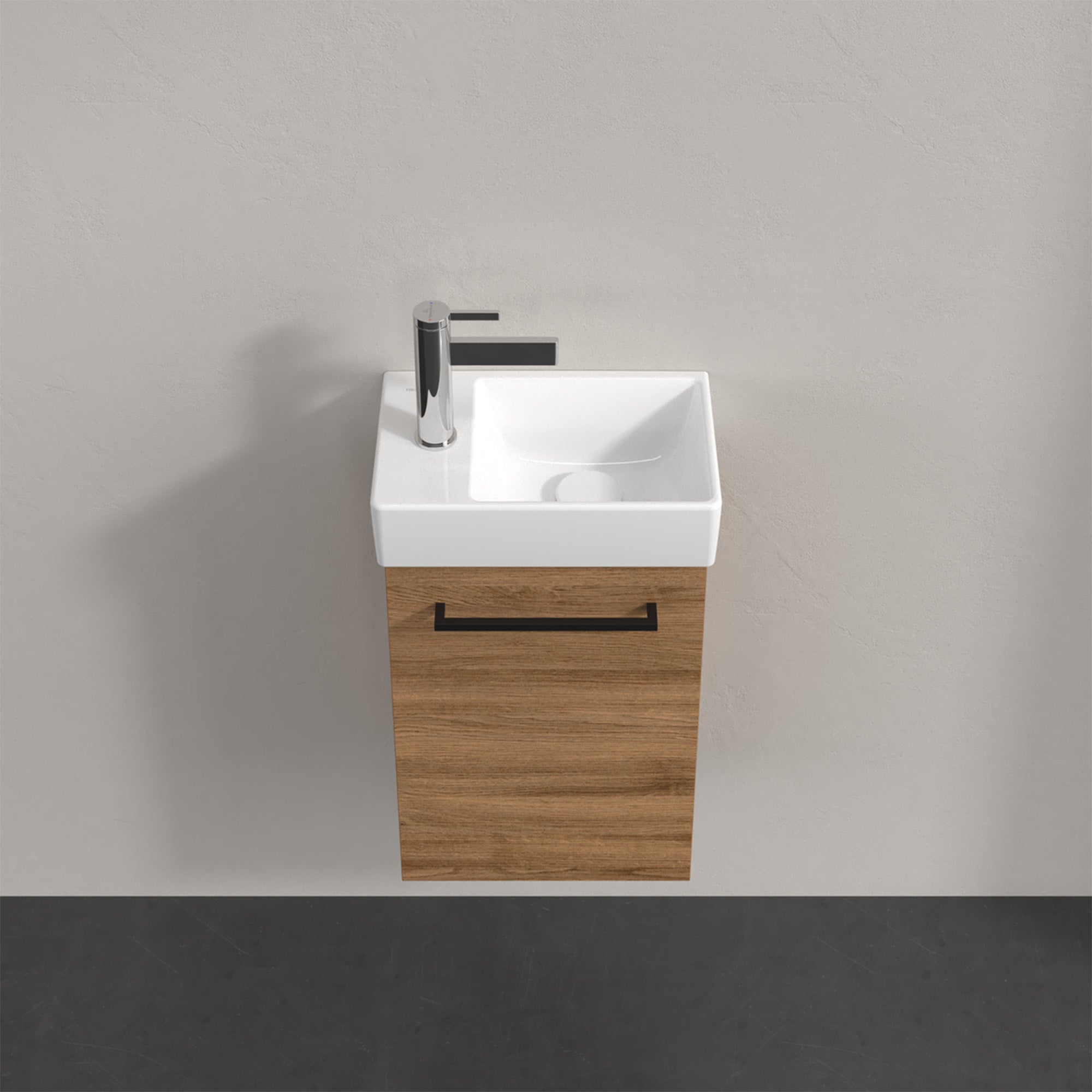 Villeroy & Boch Avento Vanity Unit, 1 Door Right Hand Black Handle - 340 x 514 x 234 mm