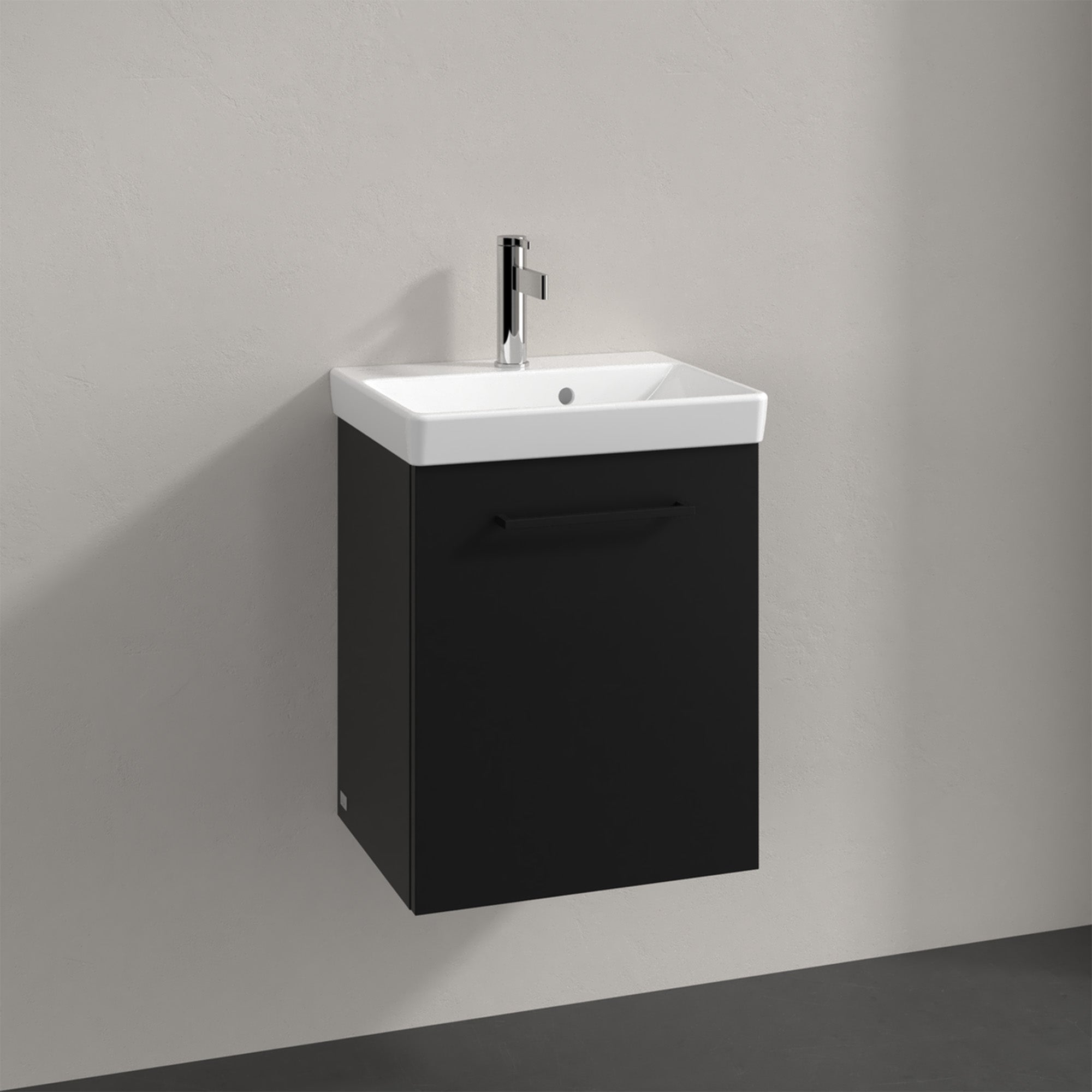 Villeroy & Boch Avento Vanity Unit, 1 Door Left Hand Black Handle - 426 x 514 x 384 mm