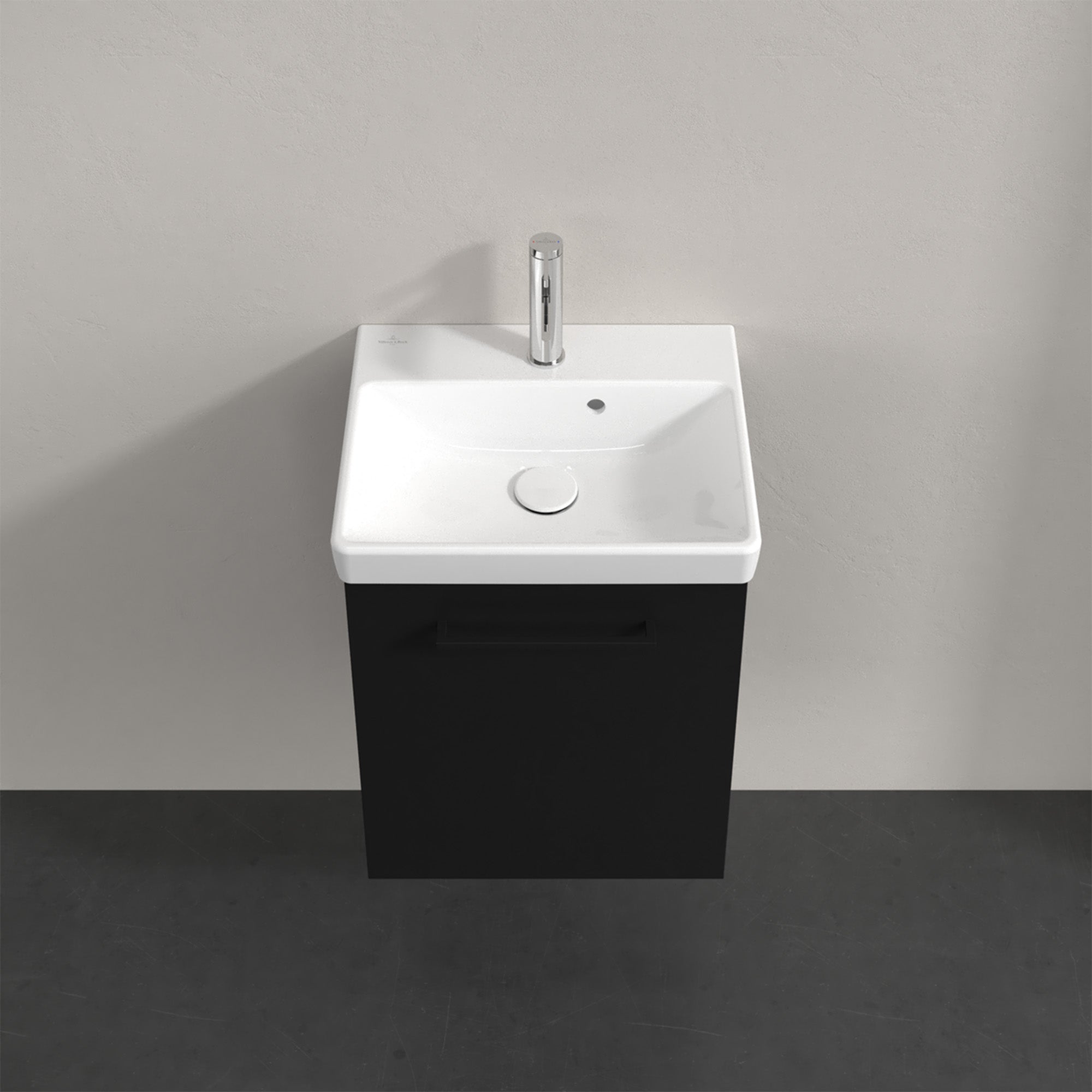 Villeroy & Boch Avento Vanity Unit, 1 Door Left Hand Black Handle - 426 x 514 x 384 mm