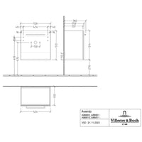 Villeroy & Boch Avento Vanity Unit, 1 Door Left Hand Chrome Handle - 526 x 514 x 384 mm