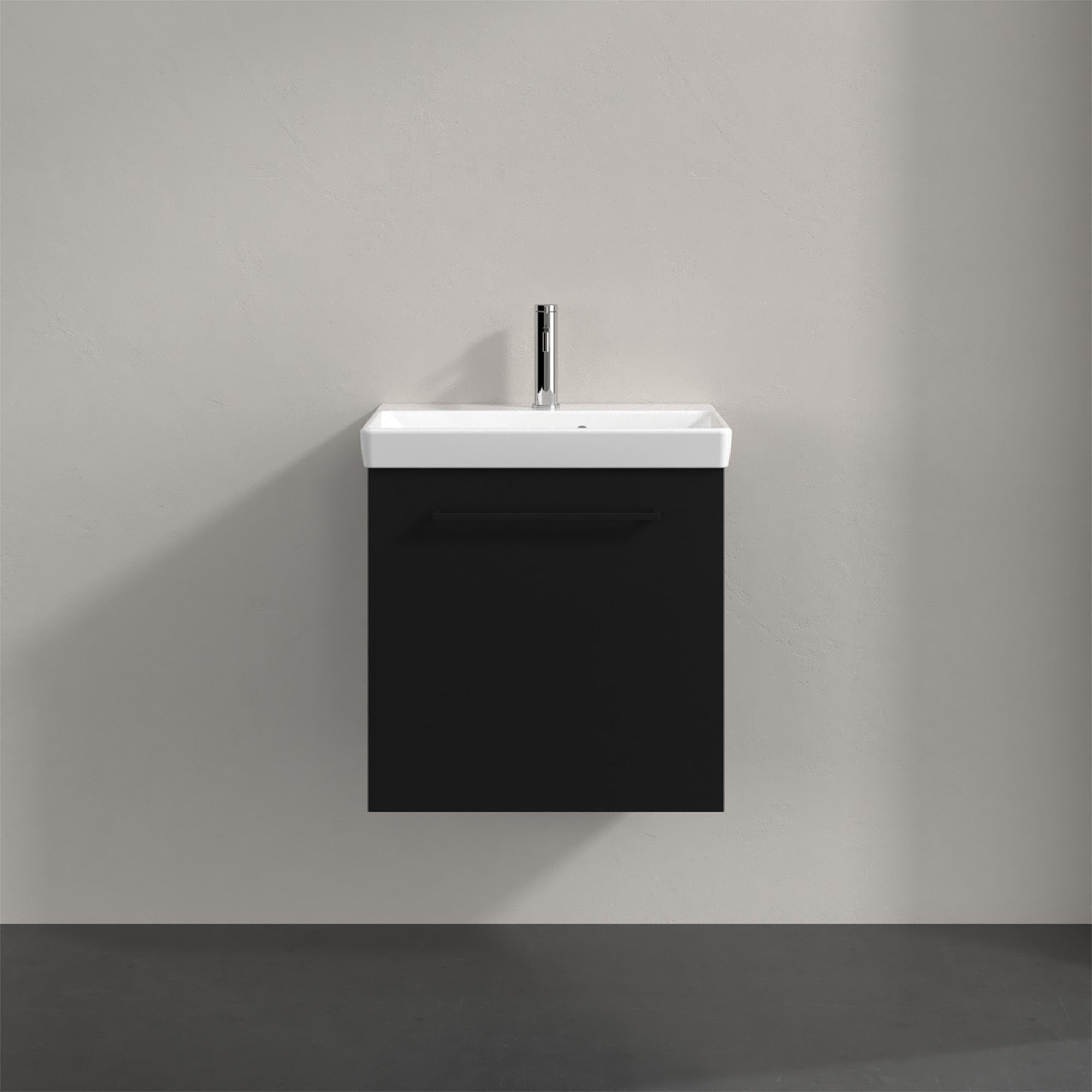 Villeroy & Boch Avento Vanity Unit, 1 Door Left Hand Black Handle - 526 x 514 x 384 mm