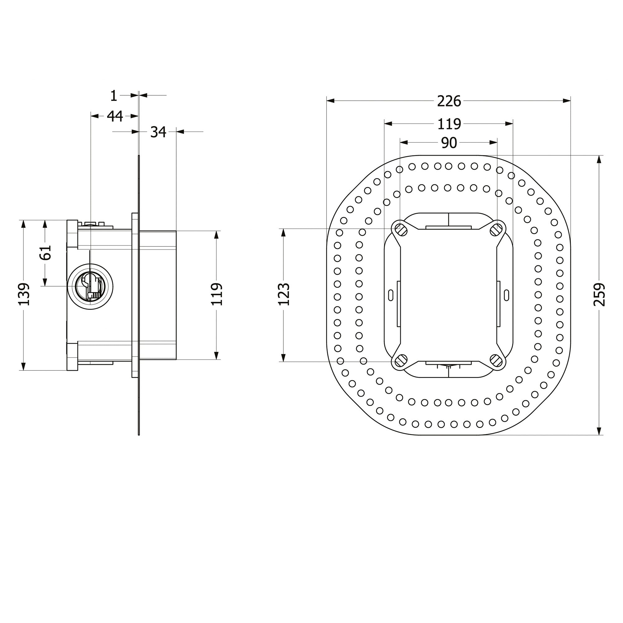 Villeroy & Boch Universal Taps & Fittings Vi-Box Concealed Thermostat Installation Unit for Single Lever Mixer
