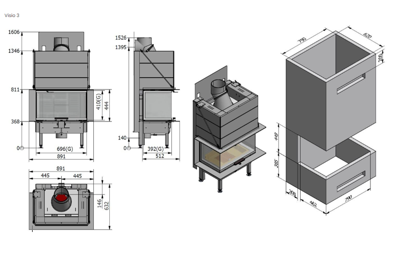 Rais Visio 3 Peninsular Wood Burning Stove