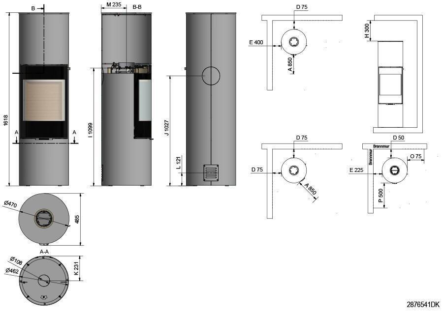 Rais Viva L 160 Classic Wood Burning Stove - Steel Framed Door