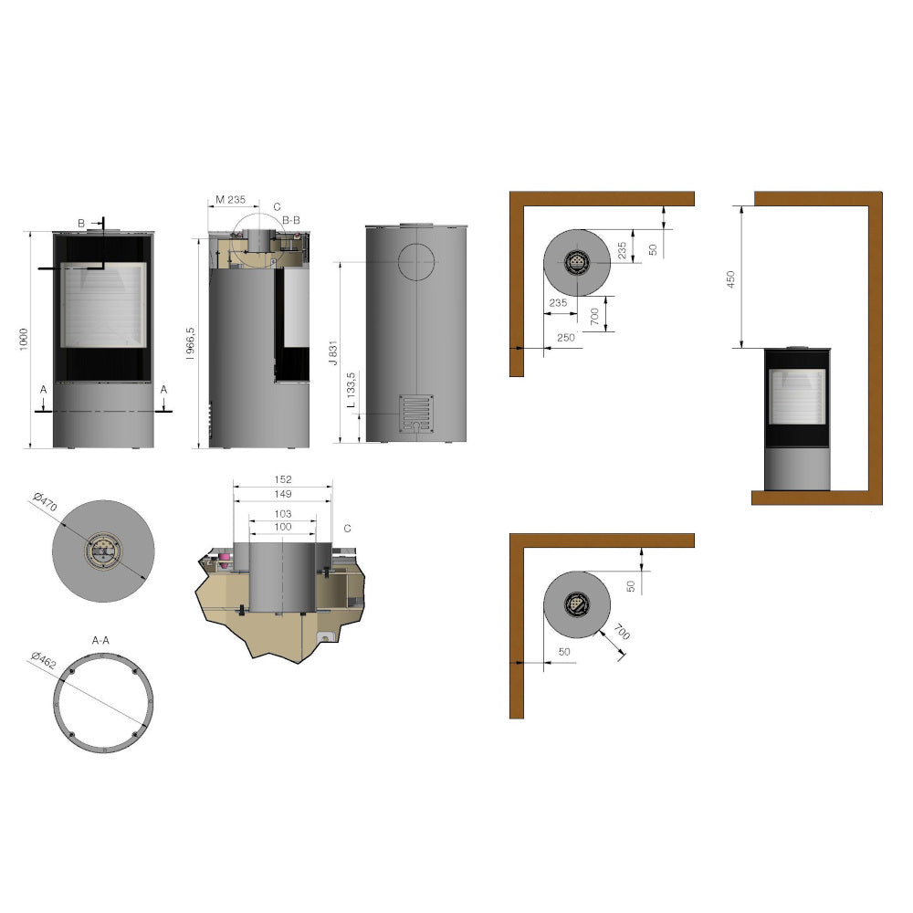 Rais Viva L 100 Gas Stove - Full Glass Door
