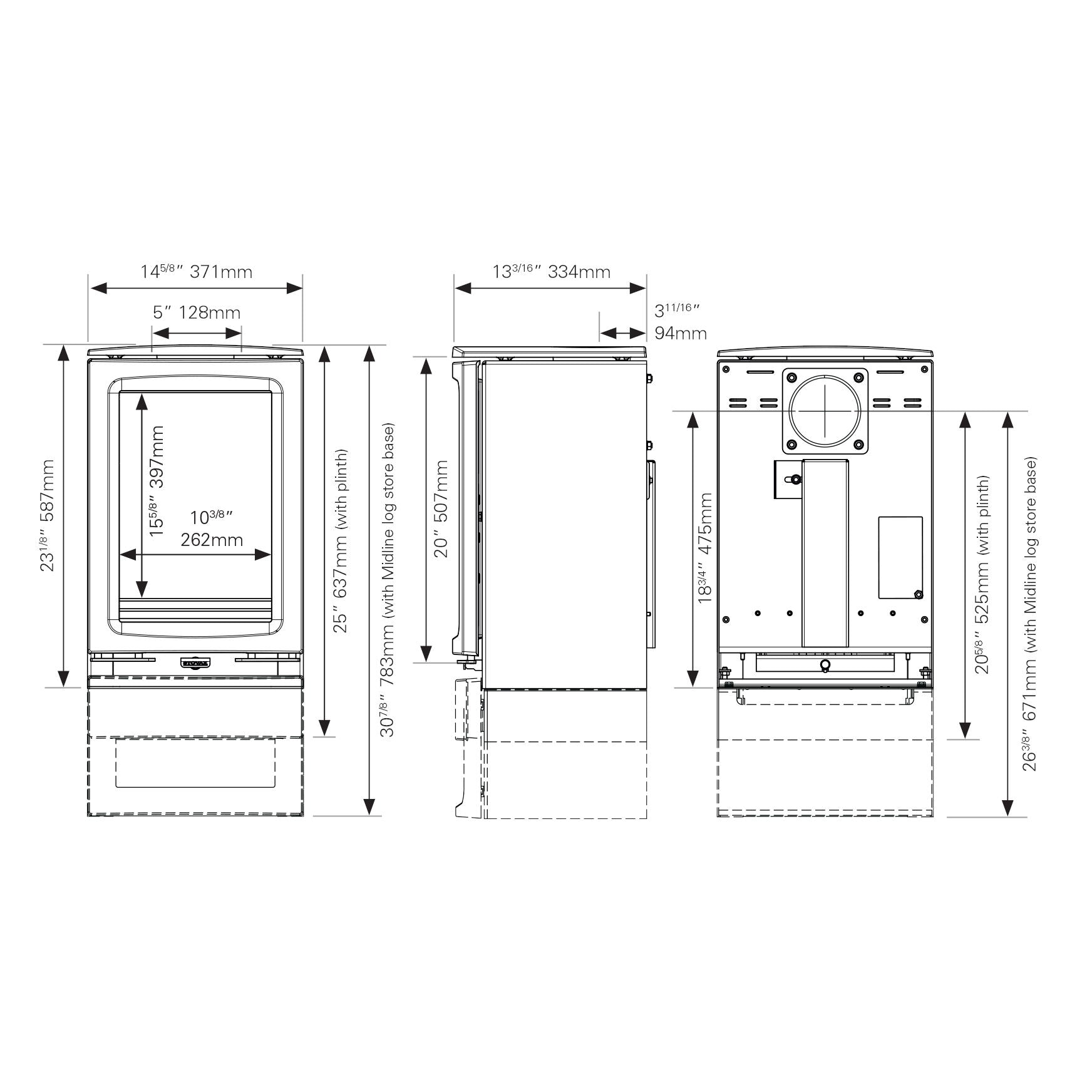 Stovax Vogue Small T Wood Burning Stove With Midline Base - EcoDesign Ready