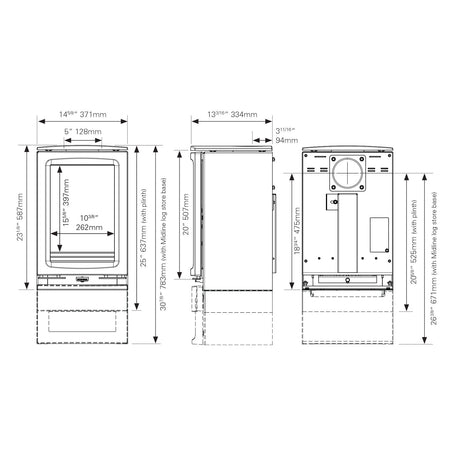 Stovax Vogue Small T Multi Fuel Stove With Plinth - EcoDesign Ready