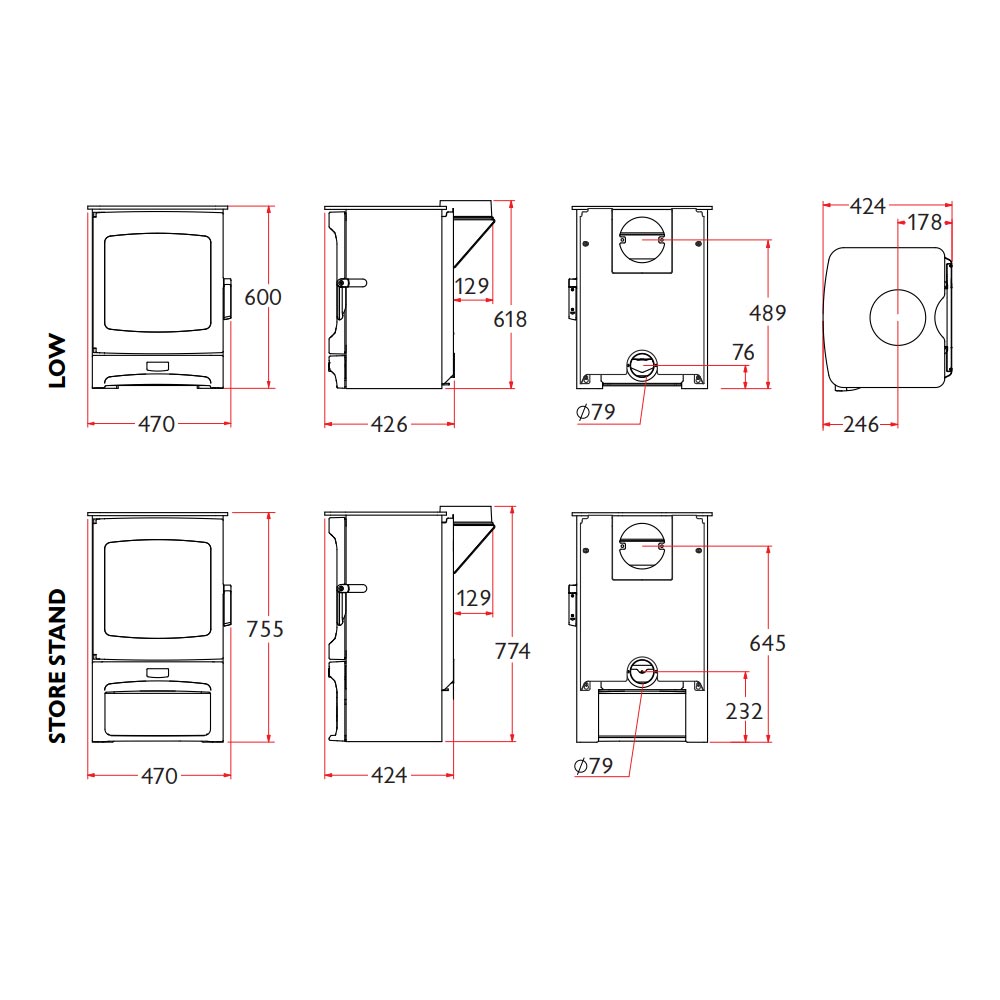 Charnwood Aire 5 Eco Wood Burning Stove - 5kW - DEFRA Approved - EcoDesign Ready