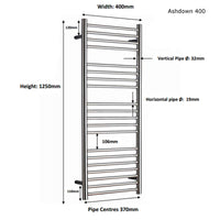 JIS - Ashdown Heated Towel Rail - Satin stainless steel