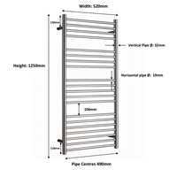 JIS - Ashdown Heated Towel Rail - Satin stainless steel