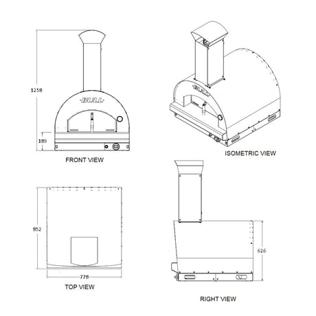 Bull BBQ Component Large LPG Gas Pizza Oven - Built in