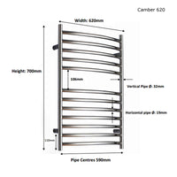 JIS - Ouse Heated Towel Rail - Satin stainless steel