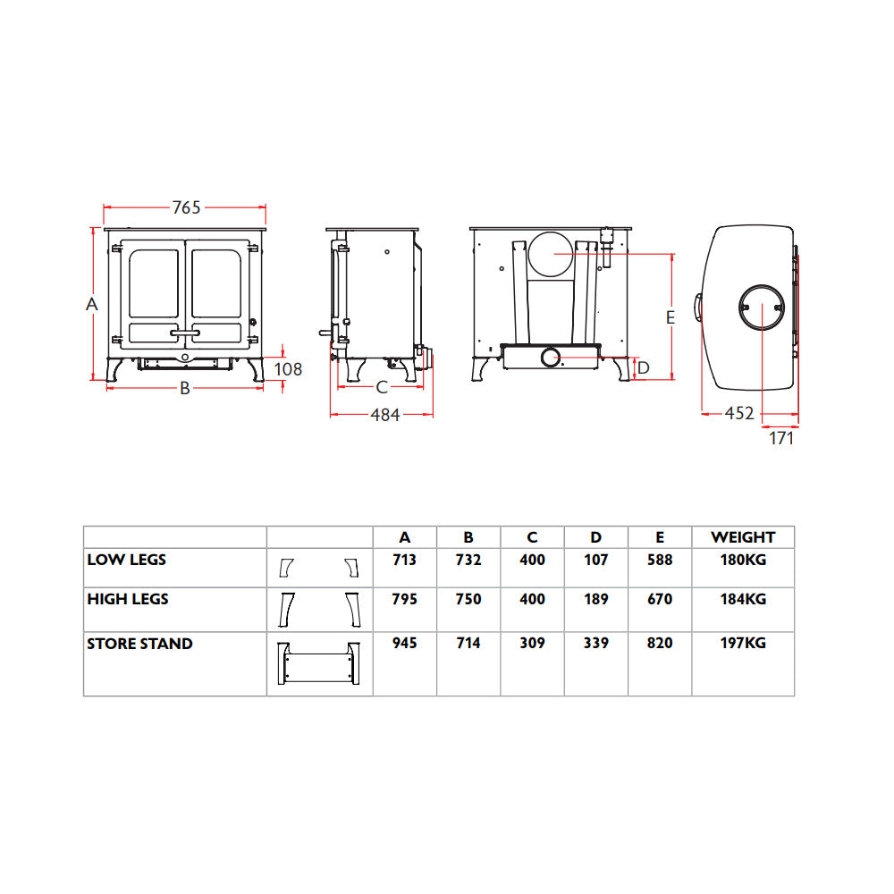 Charnwood Island III 12kW Eco Wood Burning Stove - DEFRA Approved - EcoDesign Ready