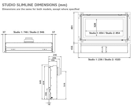 Gazco Gas Fires - Studio 2 Slimline Glass Fronted Inset Gas Fire - Balanced Flue