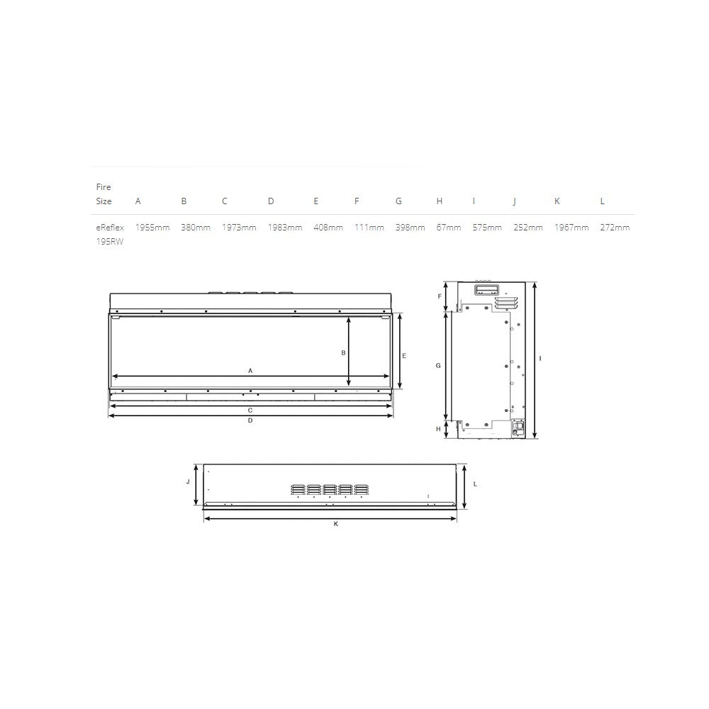 Gazco Fires - eReflex 195RW (Mk2) Electric Inset Fire - Free Mood Lighting Kit
