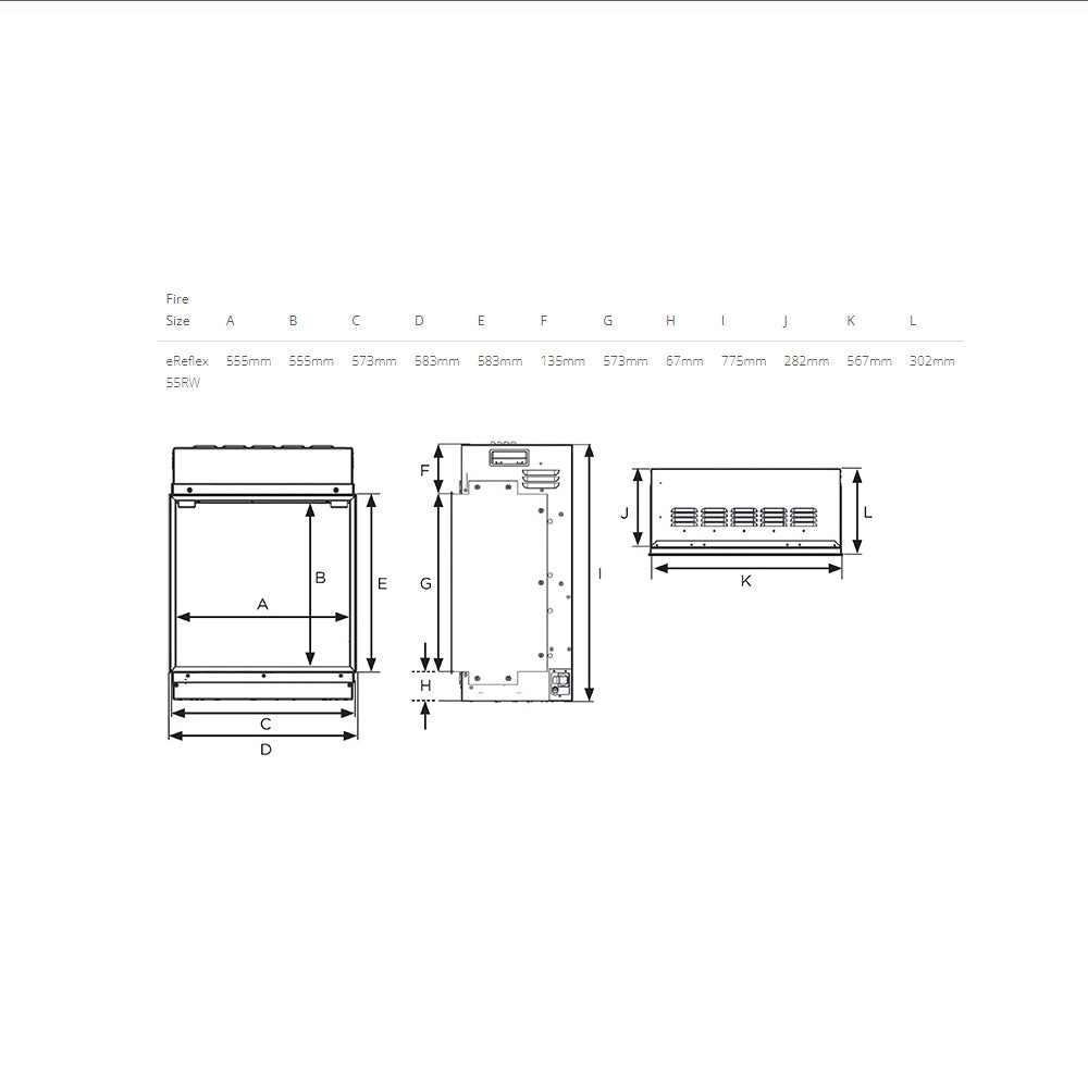Gazco Fires - eReflex 55RW (Mk2) Electric Inset Fire - Free Mood Lighting Kit