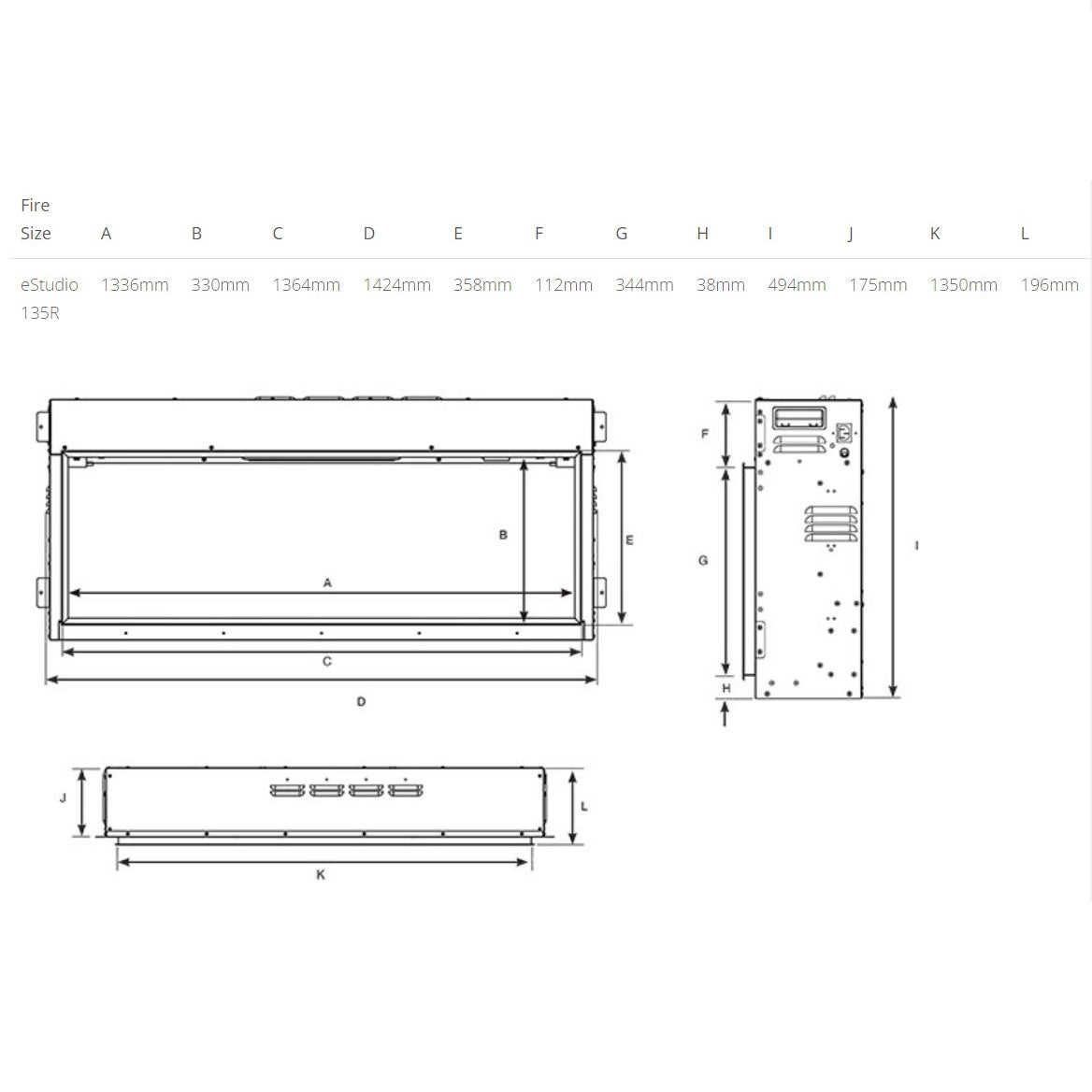 Gazco eStudio 135R Inset Electric Fire - Showroom Exclusive