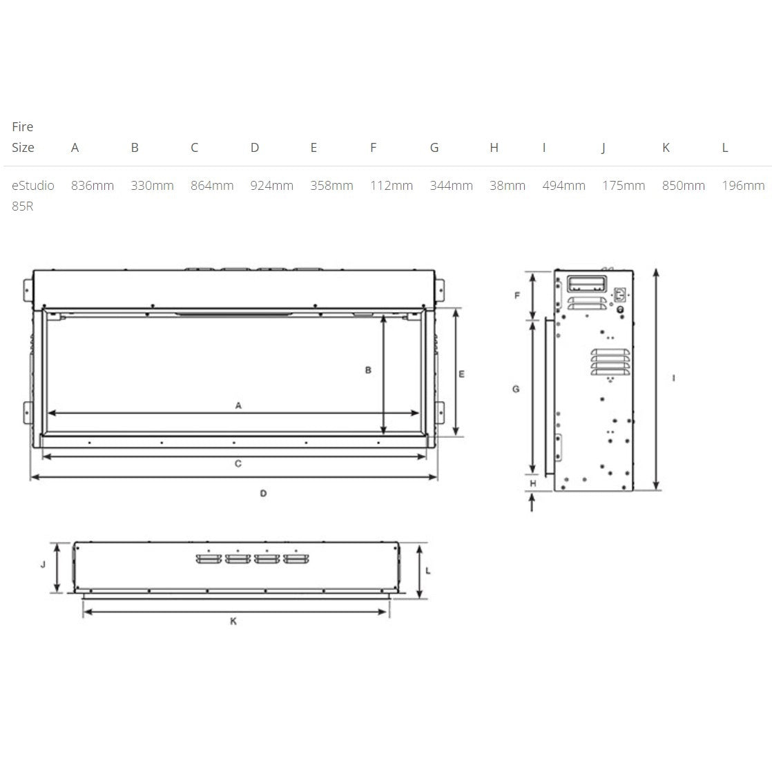 Gazco eStudio 85R Electric Inset Fire - Showroom Exclusive