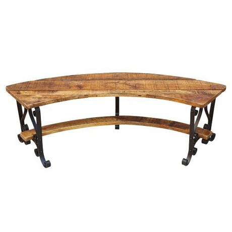 Kadai Curved Wrought Iron and Hardwood Bench