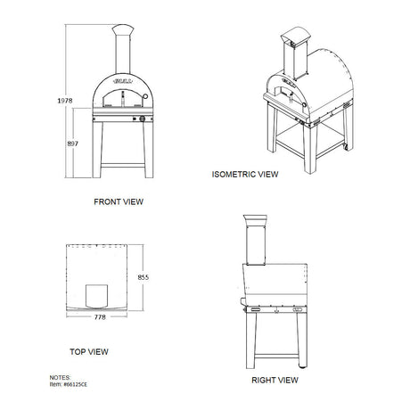 Bull BBQ Large Pizza Oven & Cart - LPG Gas Fuelled