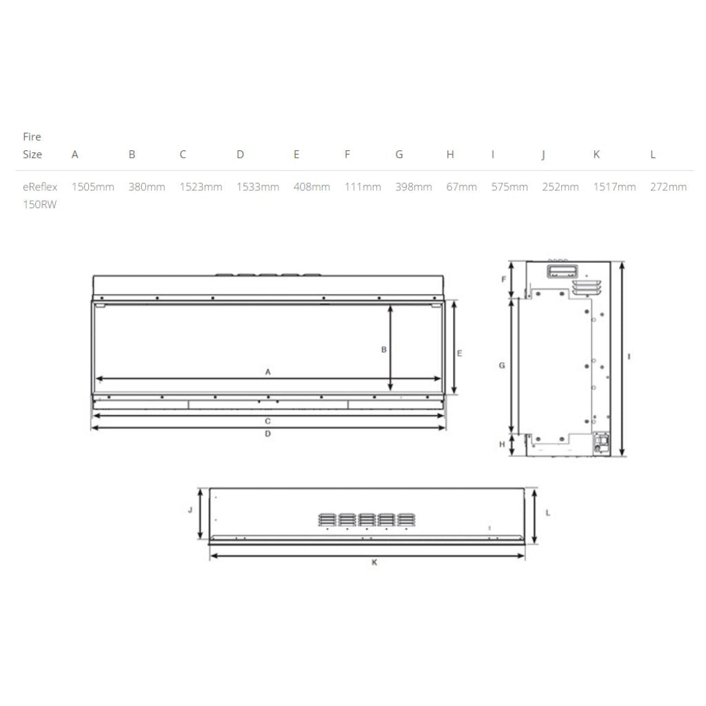 Gazco Fires - eReflex 150RW Electric Fire - Free Mood Lighting Kit