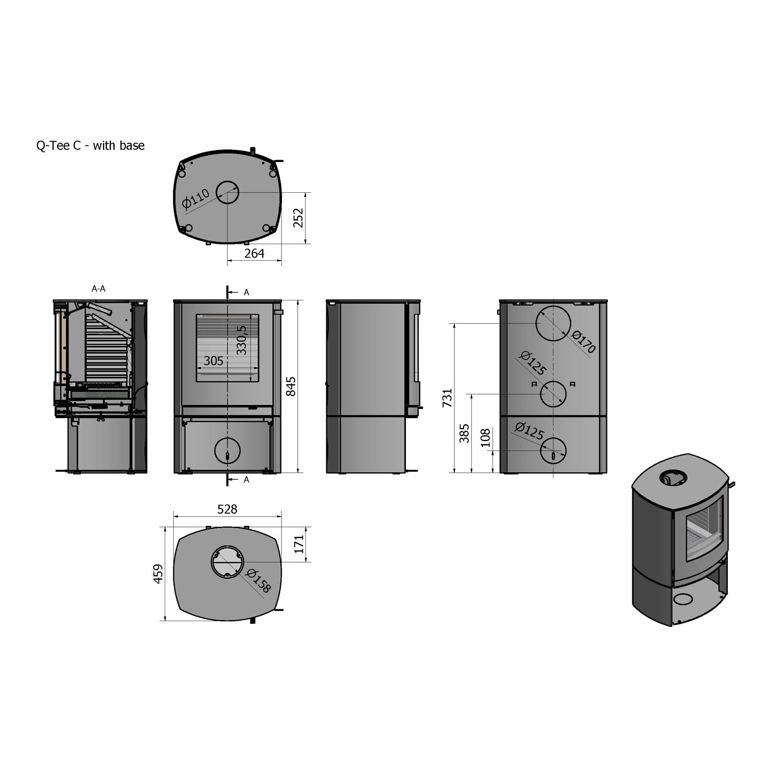 Rais Q-Tee C Wood Burning Stove