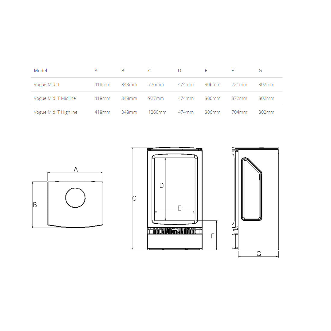 Gazco Vogue Midi T Thermostatic Electric Stove