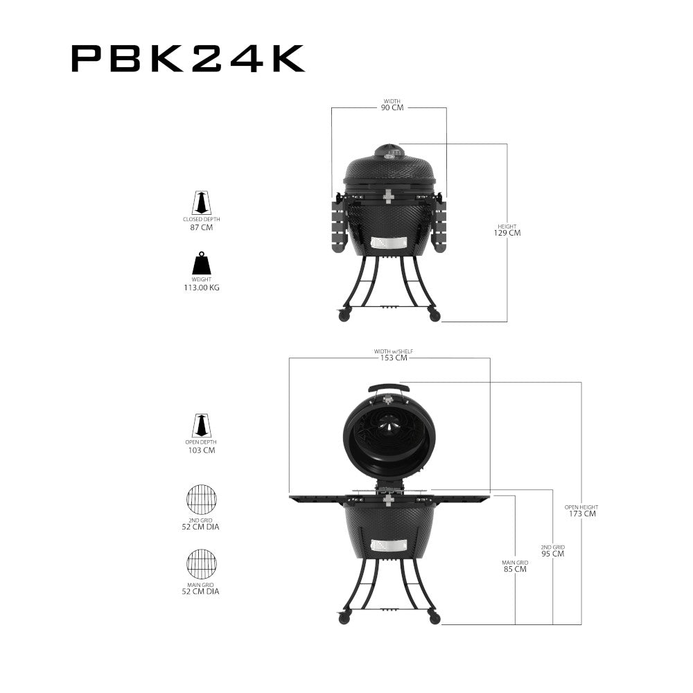 Pit Boss K24 Black Ceramic Kamado Charcoal BBQ