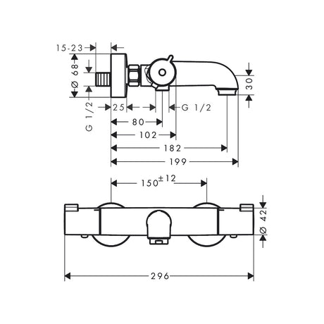 Hansgrohe Ecostat Thermostatic bath mixer 1001 CL for exposed installation
