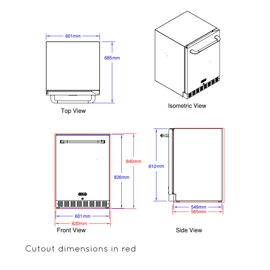 Bull BBQ Component Premium Stainless Steel Outdoor Refrigerator Series II