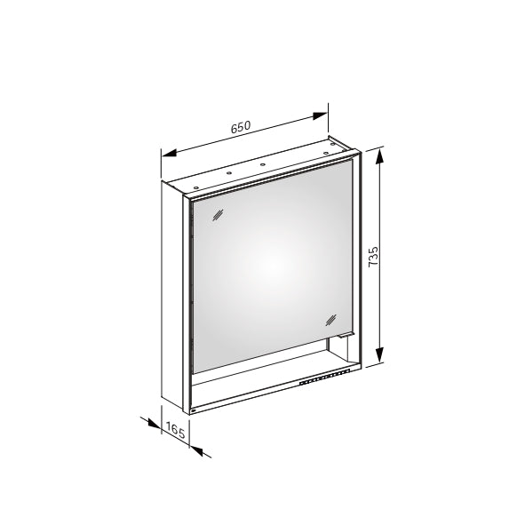 Keuco Royal Lumos Light Mirror Left Hand Door Cabinet with Adjustable Lighting & Mirror Heating - 650 x 735 x 165 mm