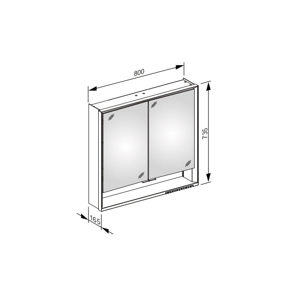Keuco Royal Lumos Light Mirror Cabinet with Adjustable Lighting & Mirror Heating - 800 x 735 x 165 mm