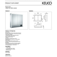 Keuco Royal Lumos Light Mirror Cabinet with Adjustable Lighting & Mirror Heating - 800 x 735 x 165 mm