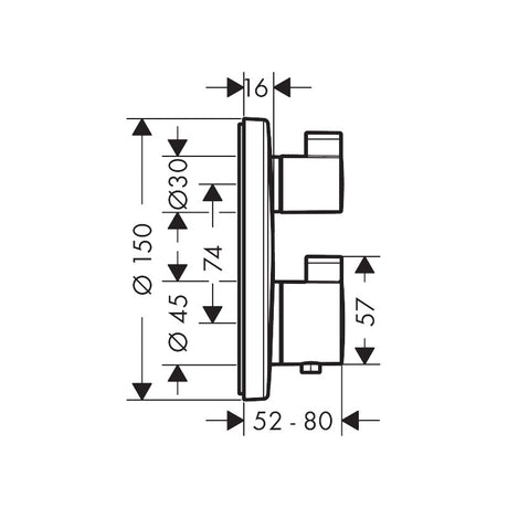 Hansgrohe Ecostat S Thermostatic mixer for concealed installation for 1 outlet with shut-off valve
