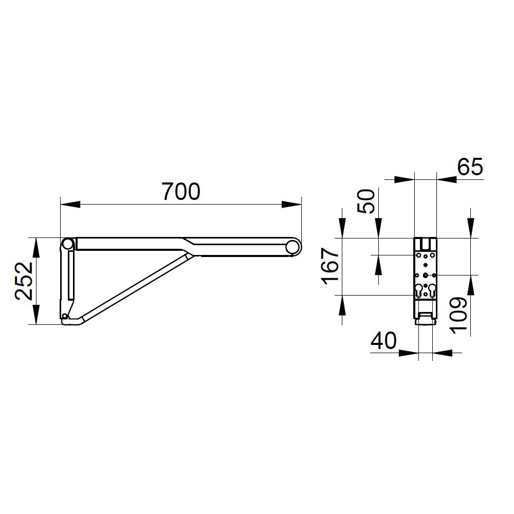 Keuco Axess 700mm Drop Down Supporting Rail - Available in Various Colours