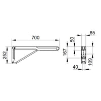 Keuco Axess 700mm Drop Down Supporting Rail - Available in Various Colours