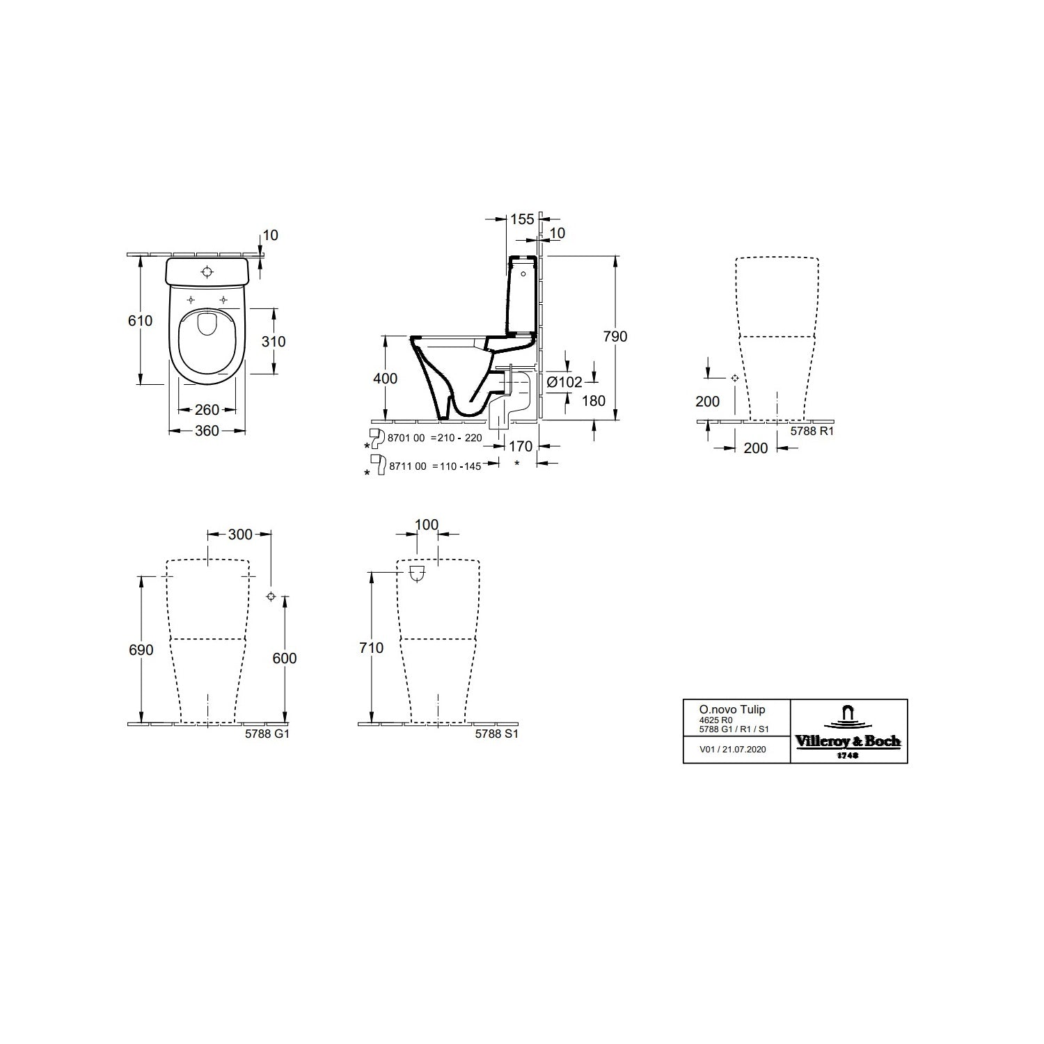 Villeroy & Boch O.novo Washdown Toilet For Close-Coupled WC-Suite