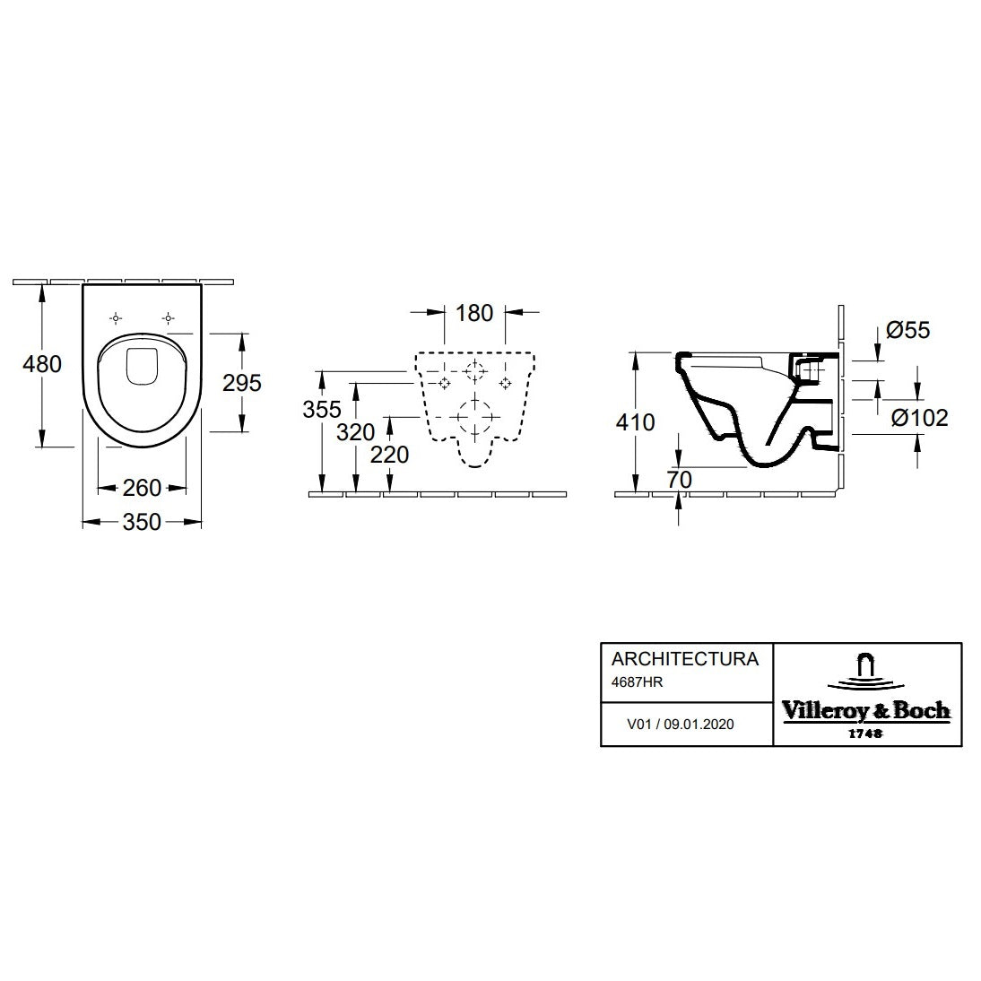 Villeroy & Boch Architectura Combi-Pack Toilet Wall-Mounted - White Alpin