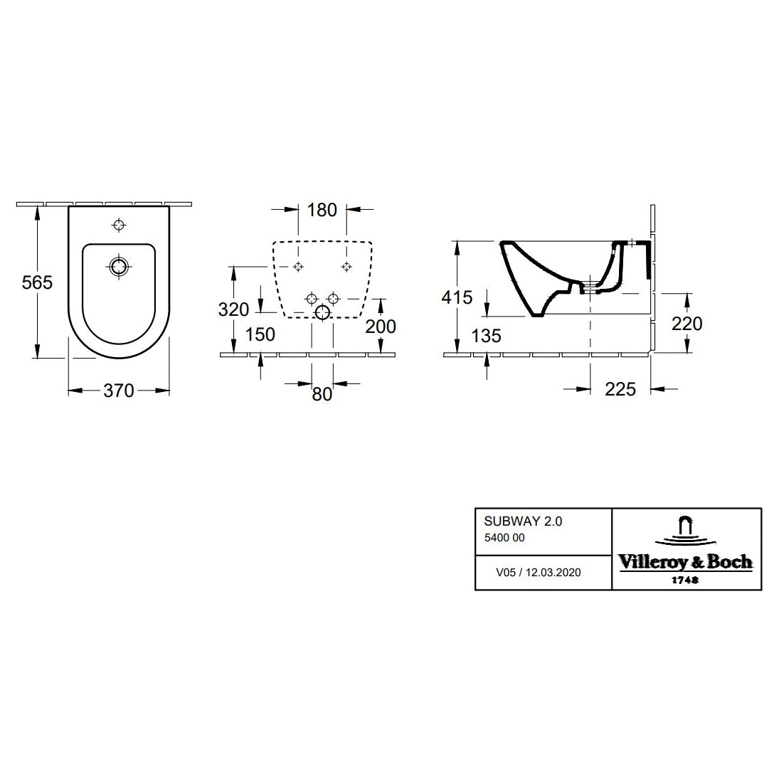Villeroy & Boch Subway 2.0 Washdown Bidet - Wall-Mounted