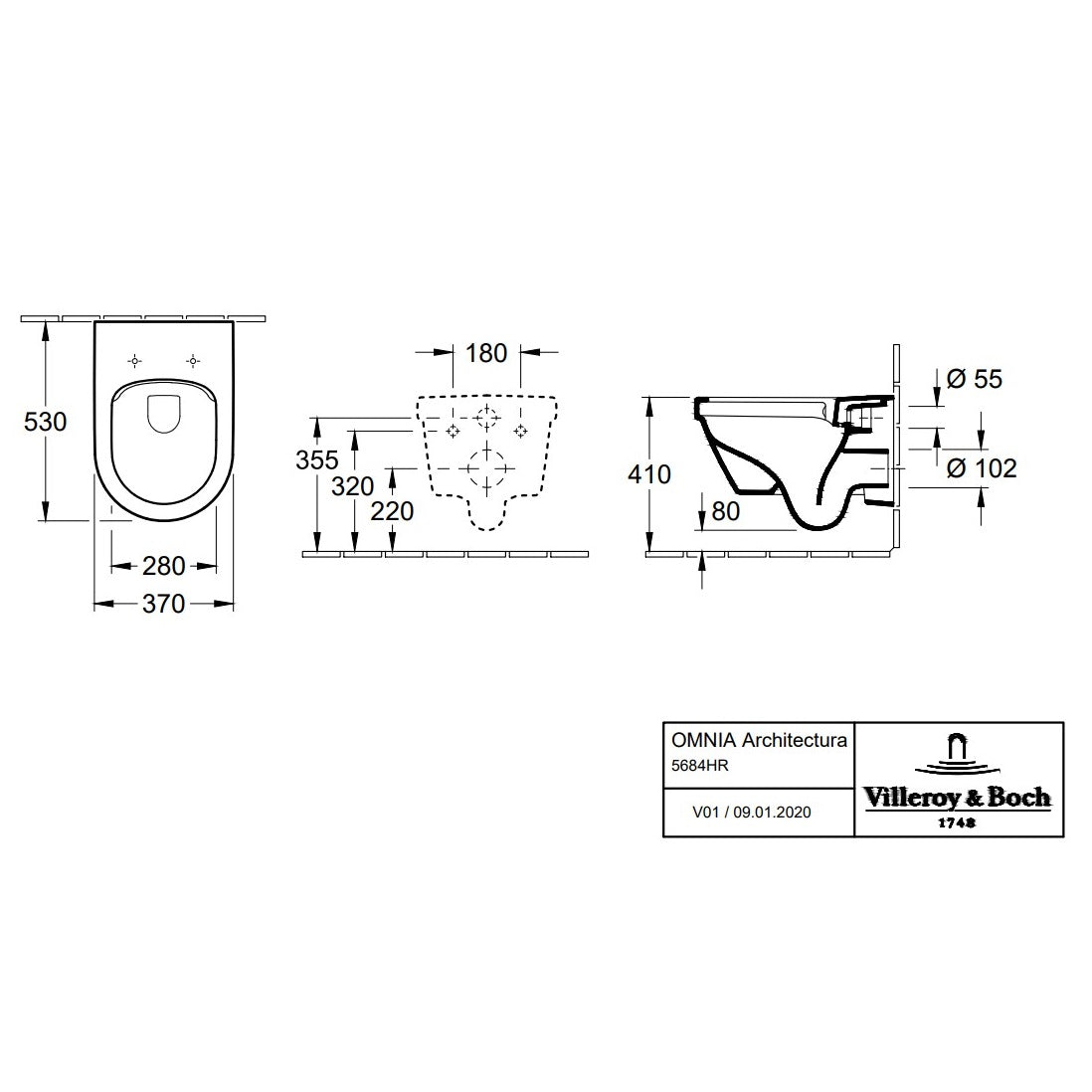 Villeroy & Boch Architectura Combi-Pack Toilet Wall Mounted - White Alpin