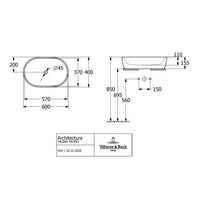 Villeroy & Boch Architectura Surface-Mounted Oval Washbasin with Overflow - 600x400x155mm